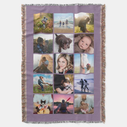 15 Foto's Collage Aandenken Lavendel Deken (Voorkant Verticaal)