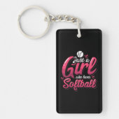 15.Gewoon een meisje dat van Softball houdt Sleutelhanger (Voorkant)