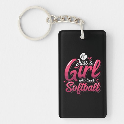 15.Gewoon een meisje dat van Softball houdt Sleutelhanger (Voorkant)