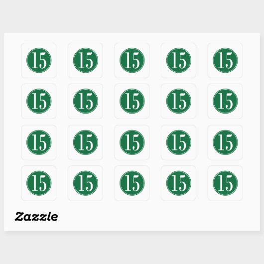 #15 Groene cirkel Vierkante Sticker (Vel)