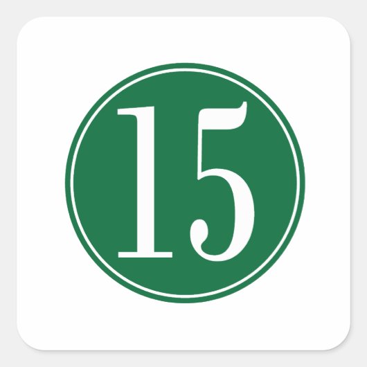 #15 Groene cirkel Vierkante Sticker (Voorkant)