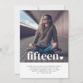 15 Heart Photo Birthday Invitation Kaart (Voorkant)