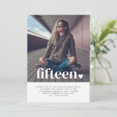 15 Heart Photo Birthday Invitation Kaart (Staand voorkant)