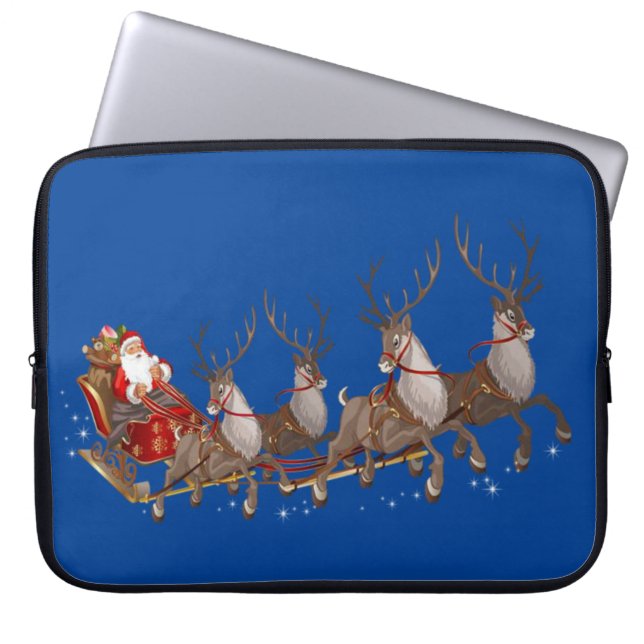 15-inch hoes voor kerstlaptop uit neopreen, Santa (Voorkant)