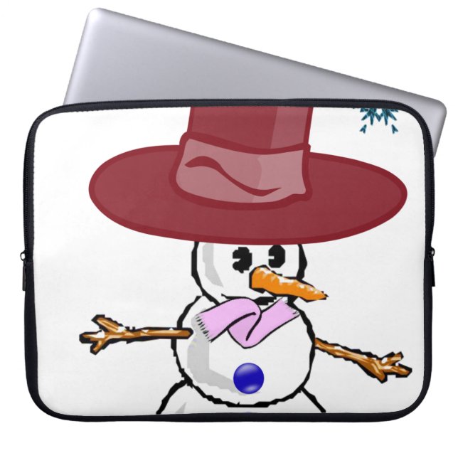15-inch hoes voor kerstlaptop uit neopreen, Snowma (Voorkant)