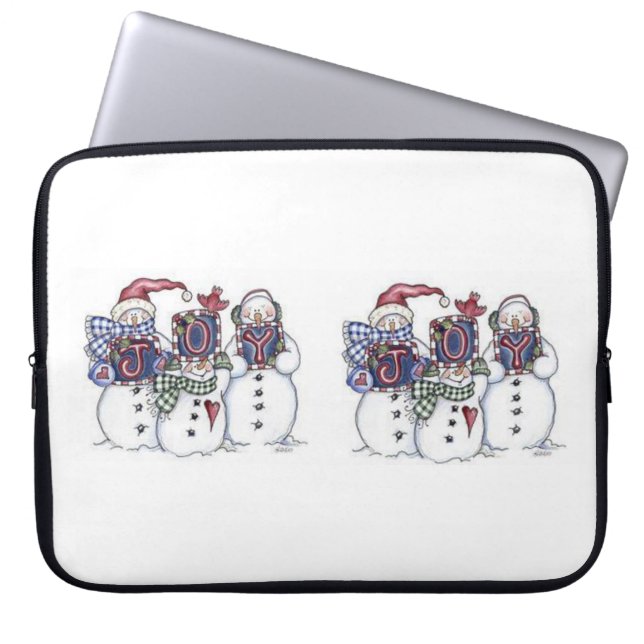 15-inch hoes voor kerstlaptop uit neopreen, Snowma (Voorkant)