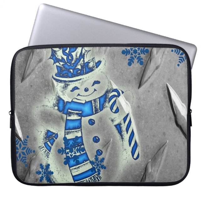 15-inch hoes voor kerstlaptop uit neopreen, Snowma (Voorkant)