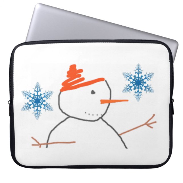 15-inch hoes voor kerstlaptop uit neopreen, Snowma (Voorkant)
