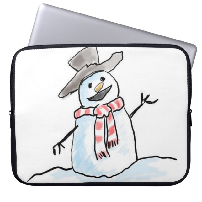 15-inch hoes voor kerstlaptop uit neopreen, Snowma (Voorkant)