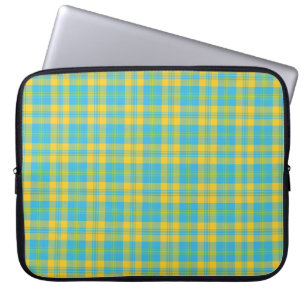 15-inch laptophoes: blauw, geel, groen geplakt laptop sleeve