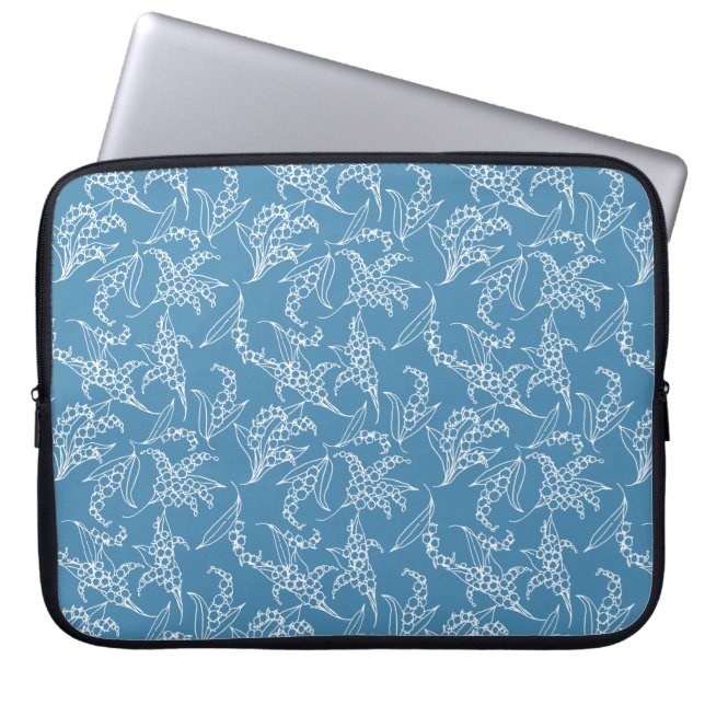 15-inch laptophoes: Lilies-of-the-Valley, blauw Laptop Sleeve (Voorkant)