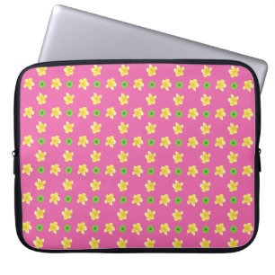 15-inch laptophoes: primaten op diep roze laptop sleeve