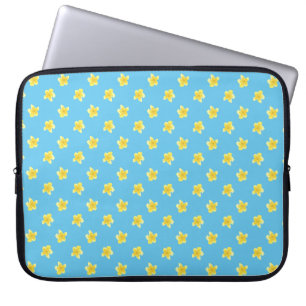 15-inch laptophoes: Primroses op Turquoise Blue Laptop Sleeve