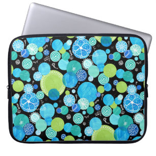 15-inch laptophoes: Quirky Blue Moons Pattern Laptop Sleeve