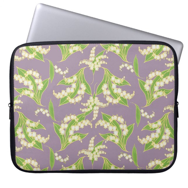 15-inch laptoptas: lelietjes-van-dalen, mauve laptop sleeve (Voorkant)