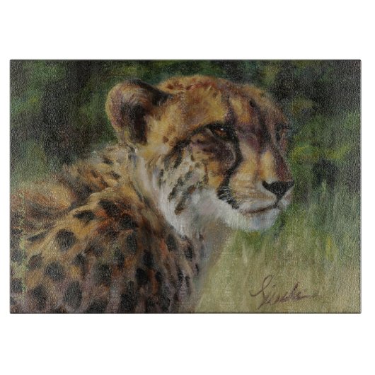 15-inch x 11-inch Glass Cheetah Cutting Board Snijplank (Voorkant)