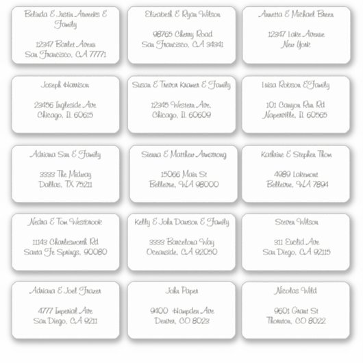 15 Individuele gastnaam Adres Sticker (Voorkant)