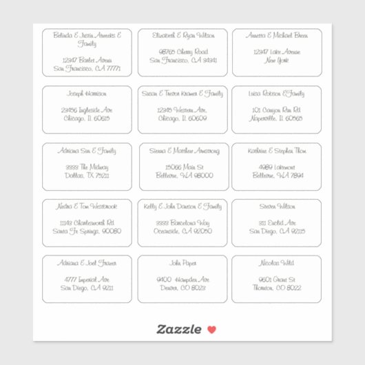 15 Individuele gastnaam Adres Sticker (Vel)
