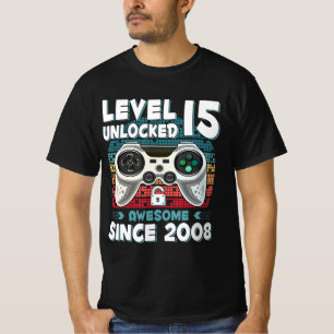 15 jaar BDay Son Boy Fun Gamer 15 jaar oude geboor T-shirt