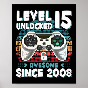 15 jaar Bday Son Boy Funny Gamer 15e 15 jaar oude Poster