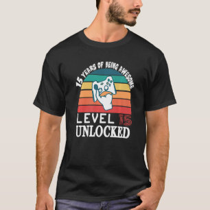 15 jaar BDay Son Boy Gamer 15 jaar oud Birthda T-shirt