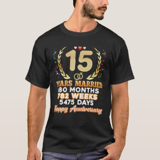 15 jaar gehuwd Happy 15th Wedding Jubileum Co. T-shirt