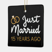 15 jaar geleden getrouwd keramisch ornament (Links)