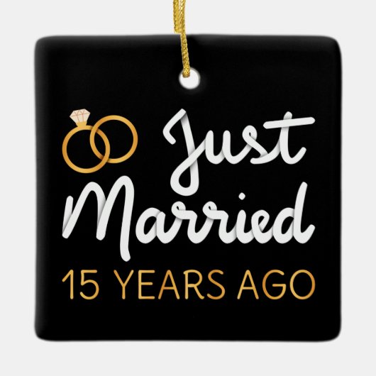 15 jaar geleden getrouwd keramisch ornament (Voorkant)