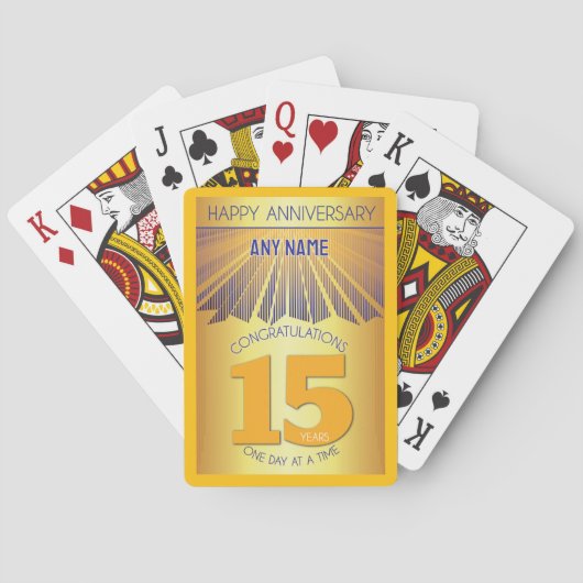 15 Jaar | Golden Ray 12 Stappen Aangepaste Naam Pokerkaarten (Achterkant)