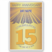 15 Jaar | Golden Ray 12 Stappen AANGEPASTE NAAM Sticker (Voorkant)