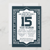 15 jaar High School Class Reunion Art Deco Design Kaart (Voorkant)
