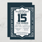 15 jaar High School Class Reunion Art Deco Design Kaart (Voorkant / Achterkant)