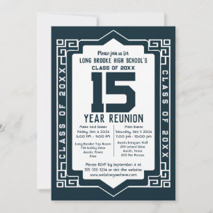 15 jaar High School Class Reunion Art Deco Design Kaart