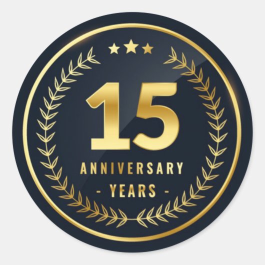 15 jaar Jubileum Klassieke Ronde Sticker (Voorkant)