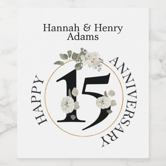 15 jaar JUBILEUM Wijnlabel Wijn Etiket (Enkel label)