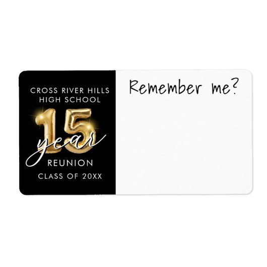 15 jaar klasse reünie naam tag herinner me etiket (Voorkant)
