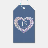 15 jaar kristal jubileum hart blauw cadeaulabel (Voorkant)