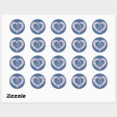 15 jaar kristal jubileum hart blauw ronde sticker (Vel)