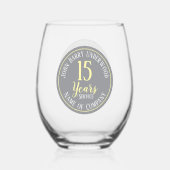 15 jaar lang dienst herdenkingsbedrijf wijnglas zonder voet (Voorkant)