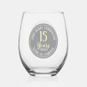 15 jaar lang dienst herdenkingsbedrijf wijnglas zonder voet (Achterkant)