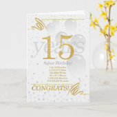 15 jaar nuchtere verjaardag faux gouden glitter kaart (Gele Bloem)