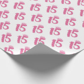 15 jaar oud 15 jaar oud 15 jaar roze kroon cadeaupapier (Hoek)