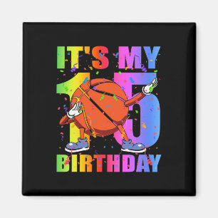 15 Jaar Oud 15e Basketbal Verjaardagsfeest Thema B Magneet