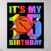 15 Jaar Oud 15e Basketbal Verjaardagsfeest Thema B Poster (Voorkant)