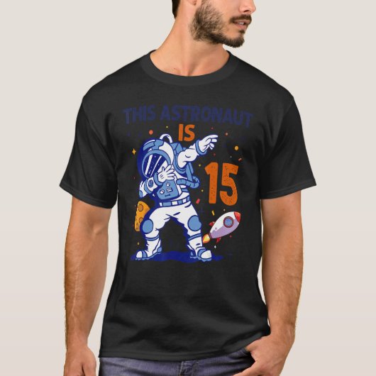 15 jaar oud Astronaut Space Planet 15e verjaardag  T-shirt (Voorkant)