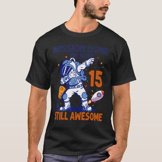 15 jaar oud Astronaut Space Planet 15e verjaardag  T-shirt (Voorkant)