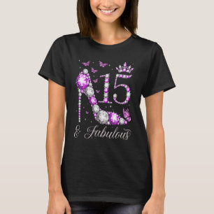 15 Jaar Oud & Fabulous 15e Verjaardag Hoge Heel Bu T-shirt