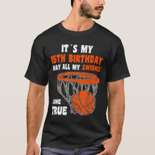 15 Jaar Oud Gelukkig 15e Verjaardag Basketbal 15e T-shirt