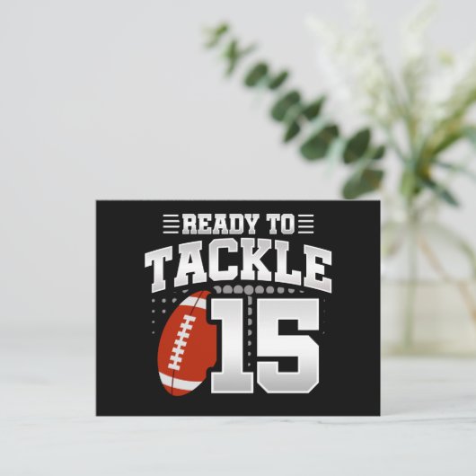 15 Jaar Oud Tackle Football Party 15e Verjaardag Briefkaart (Staand voorkant)