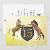 15 jaar oud verjaardagsfeest met paarden kaart (Voorkant / Achterkant)